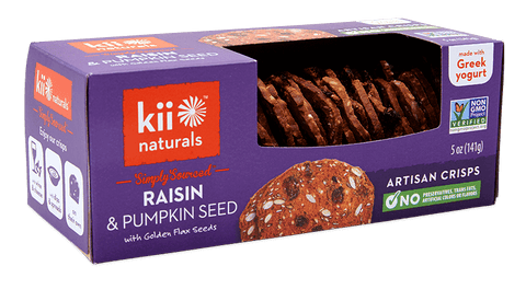 KII NATURALS: Raisin & Pumpkin Seed with Golden Flax Seeds Crisps, 5 oz