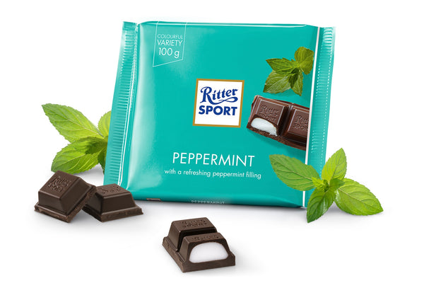 RITTER SPORT: Peppermint Chocolate Bar, 3.5 oz