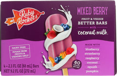 RUBYS ROCKETS: Frozen Dessert Bar Mixed Berry, 9.2 oz