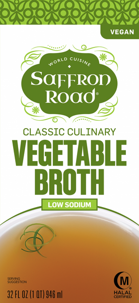 SAFFRON ROAD: Classic Culinary Vegetable Broth Low Sodium, 32 oz