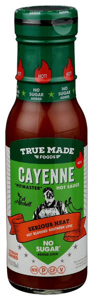 TRUE FOODS: Hot Sauce Cayenne Pepper No Sugar, 8 fo