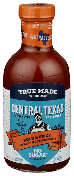 TRUE FOODS: Sauce Bbq Central Texas No Sugar, 18 oz