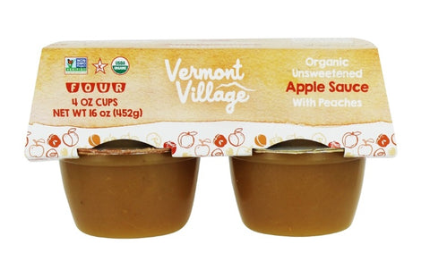VERMONT VILLAGE CANNERY: Organic Unsweetened Applesauce with Peaches 4 Cups, 16 oz