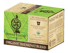 WHITE COFFEE: Organic Breakfast Blend Coffee, 10 Single Serve Cups